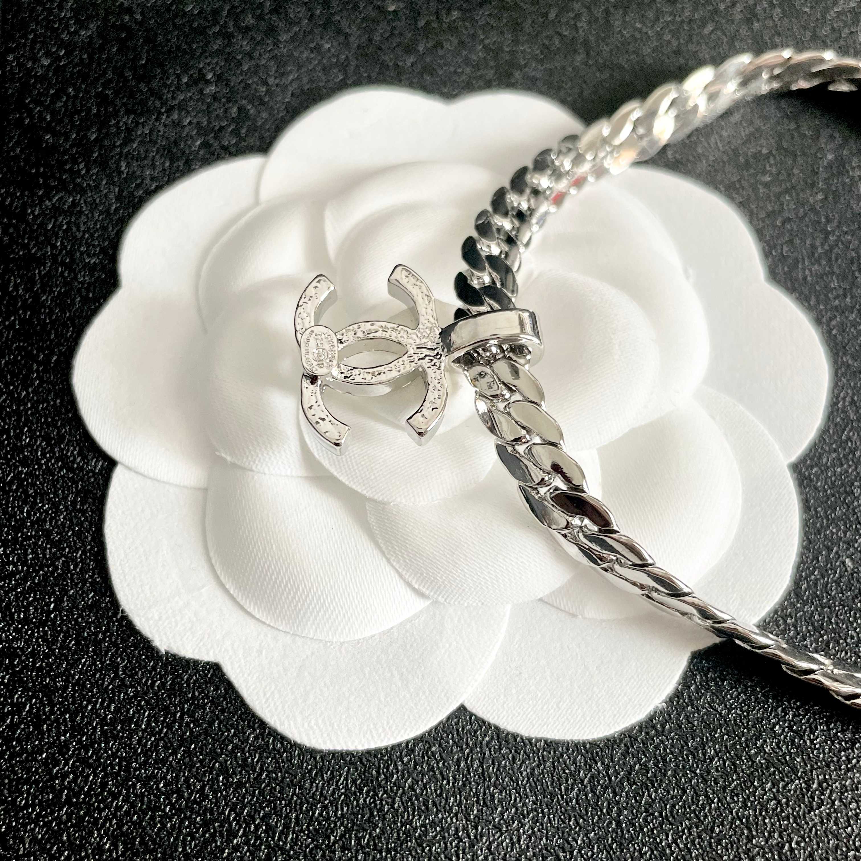 CC Plated Curb Chain Sliver Diamond Necklace