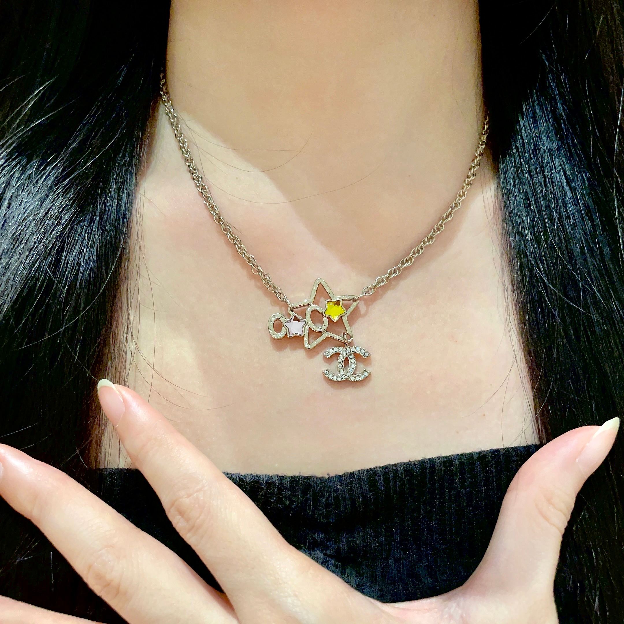 CC Vintage  Double C Star Gold Diamond Necklaces