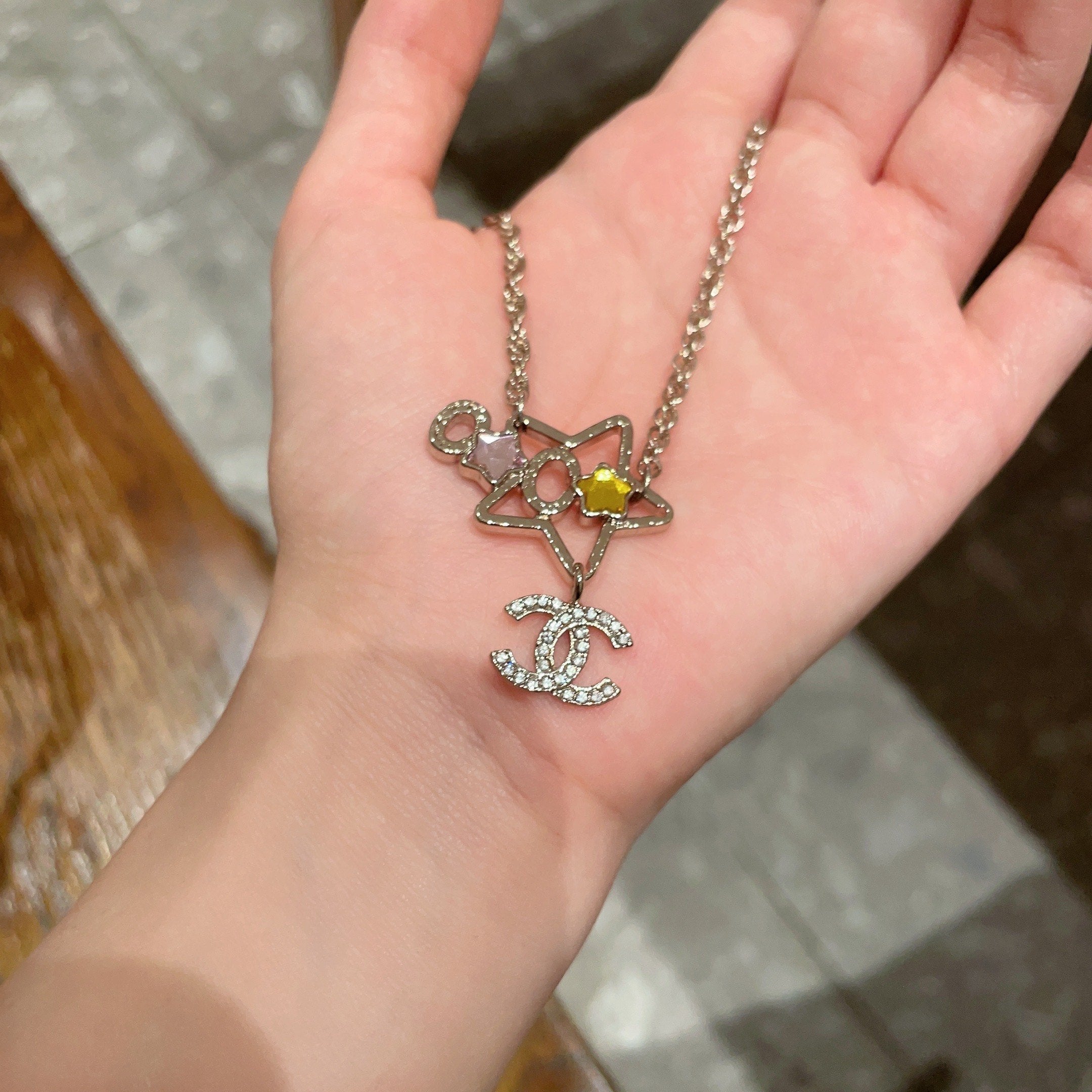 CC Vintage  Double C Star Gold Diamond Necklaces