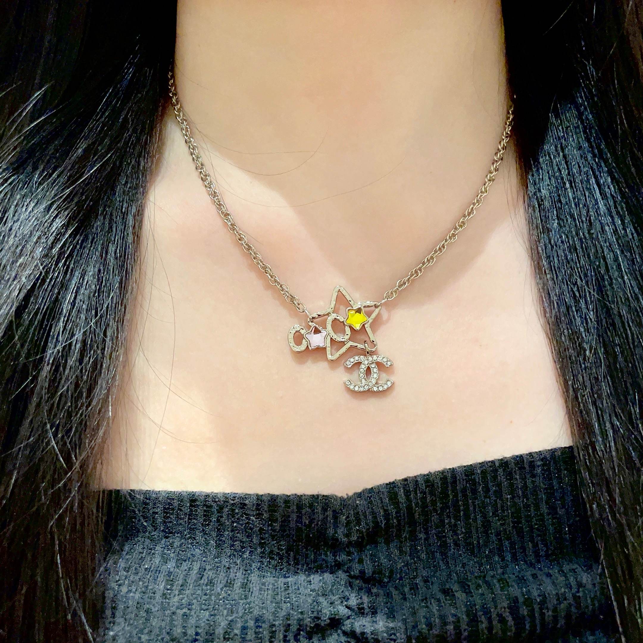 CC Vintage  Double C Star Gold Diamond Necklaces
