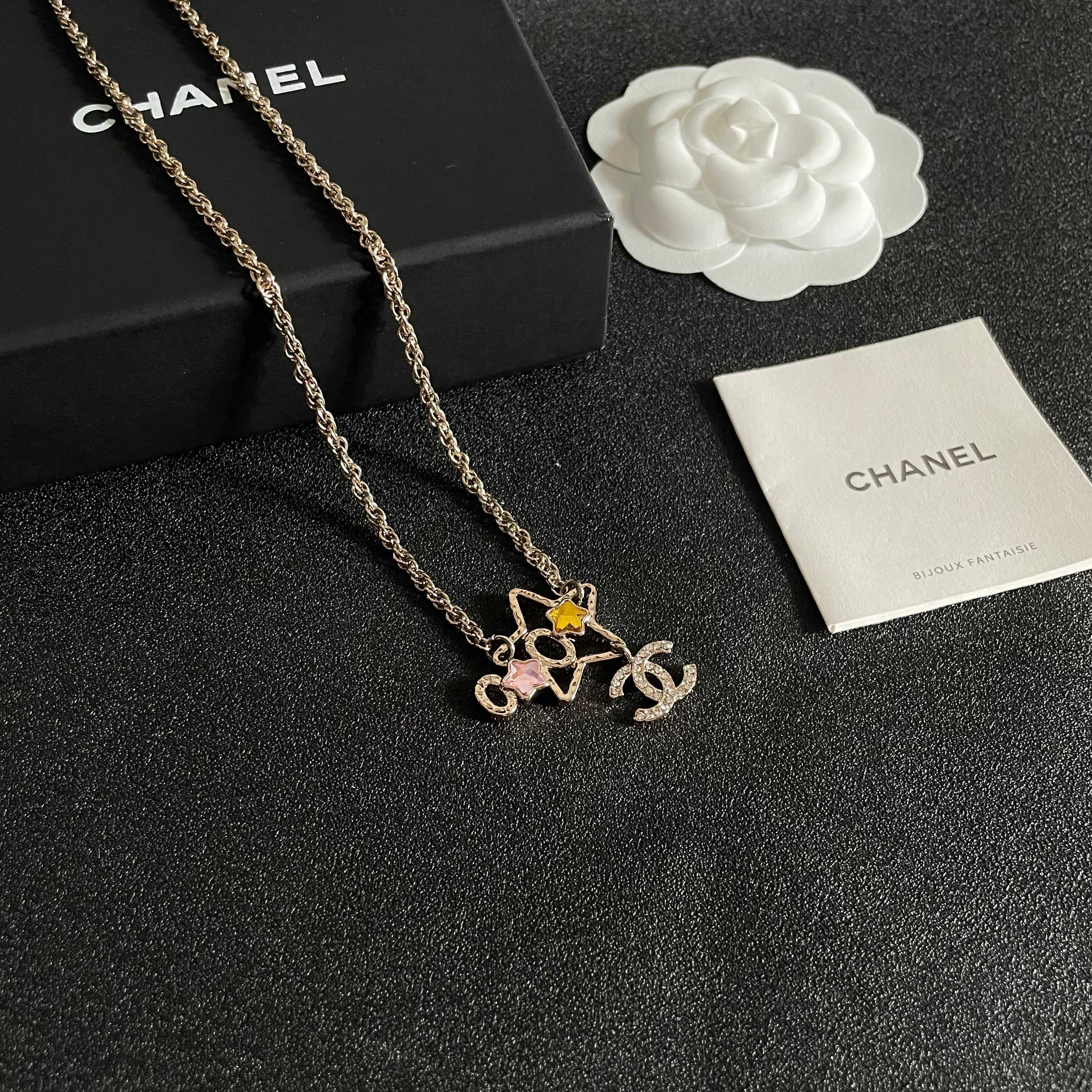 CC Vintage  Double C Star Gold Diamond Necklaces