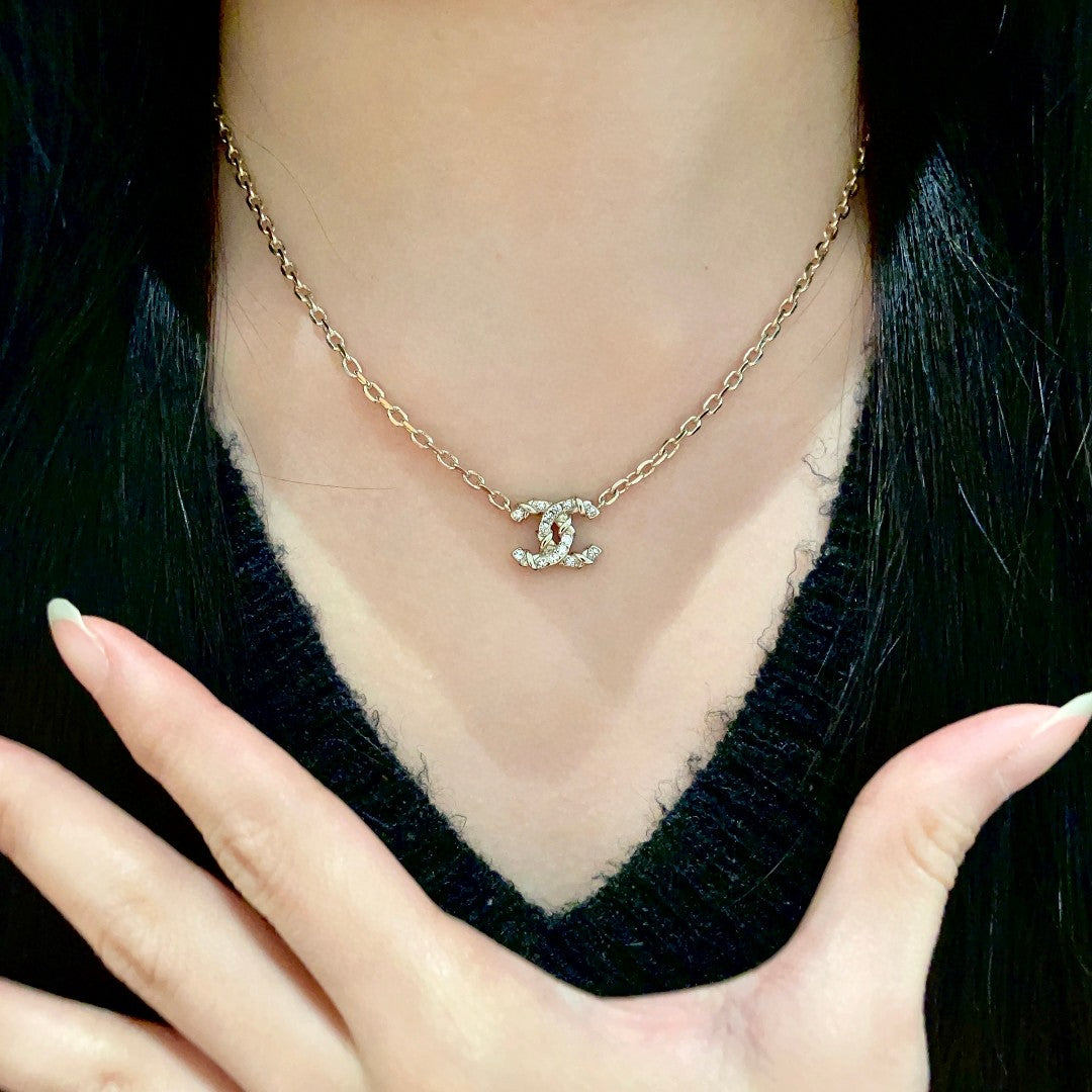 CC Vintage  Double C Gold Diamond Necklaces