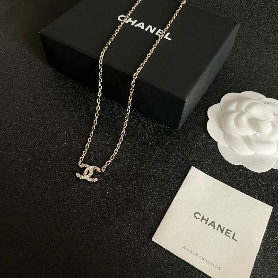 CC Vintage  Double C Gold Diamond Necklaces