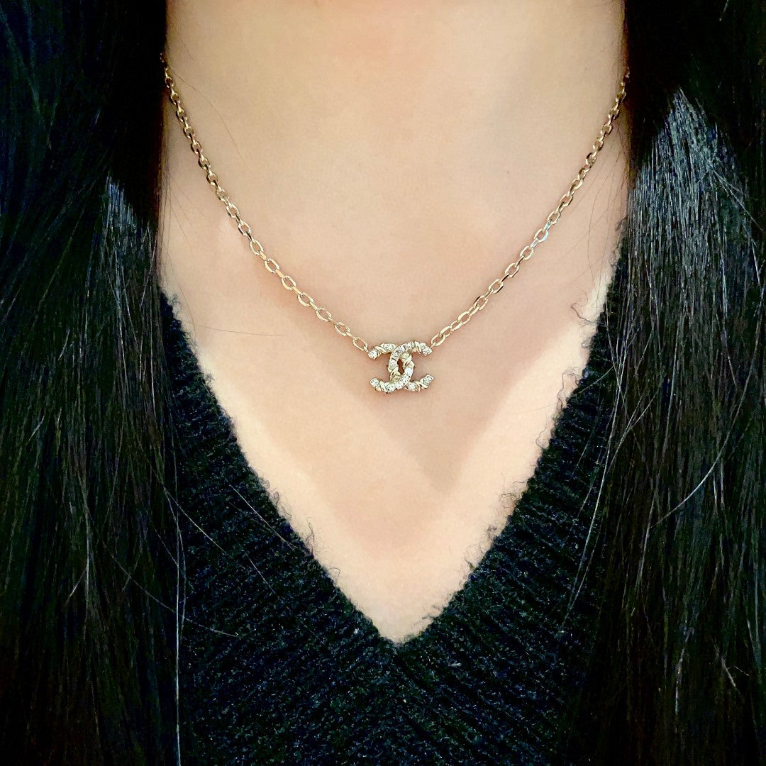 CC Vintage  Double C Gold Diamond Necklaces