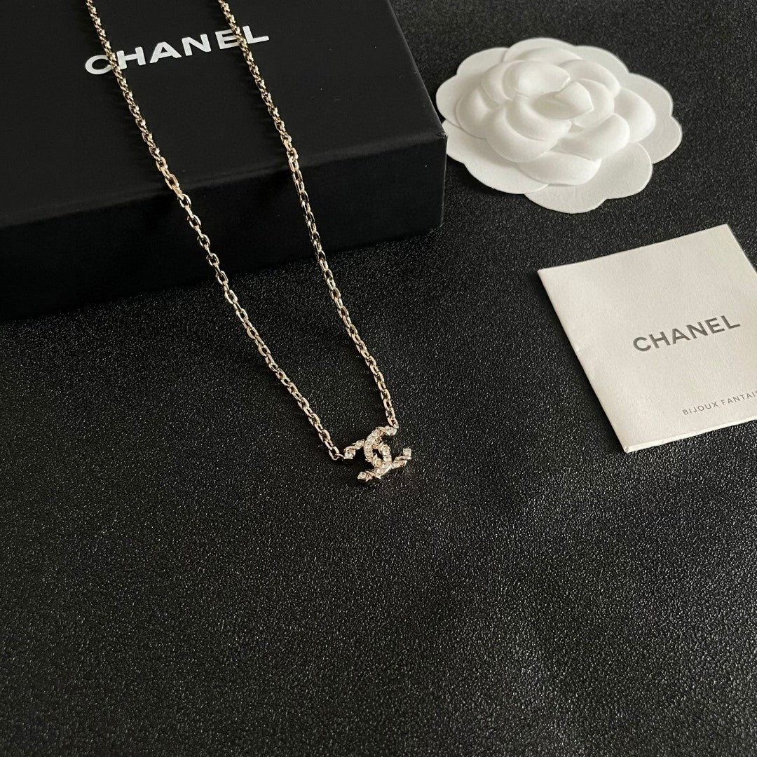 CC Vintage  Double C Gold Diamond Necklaces