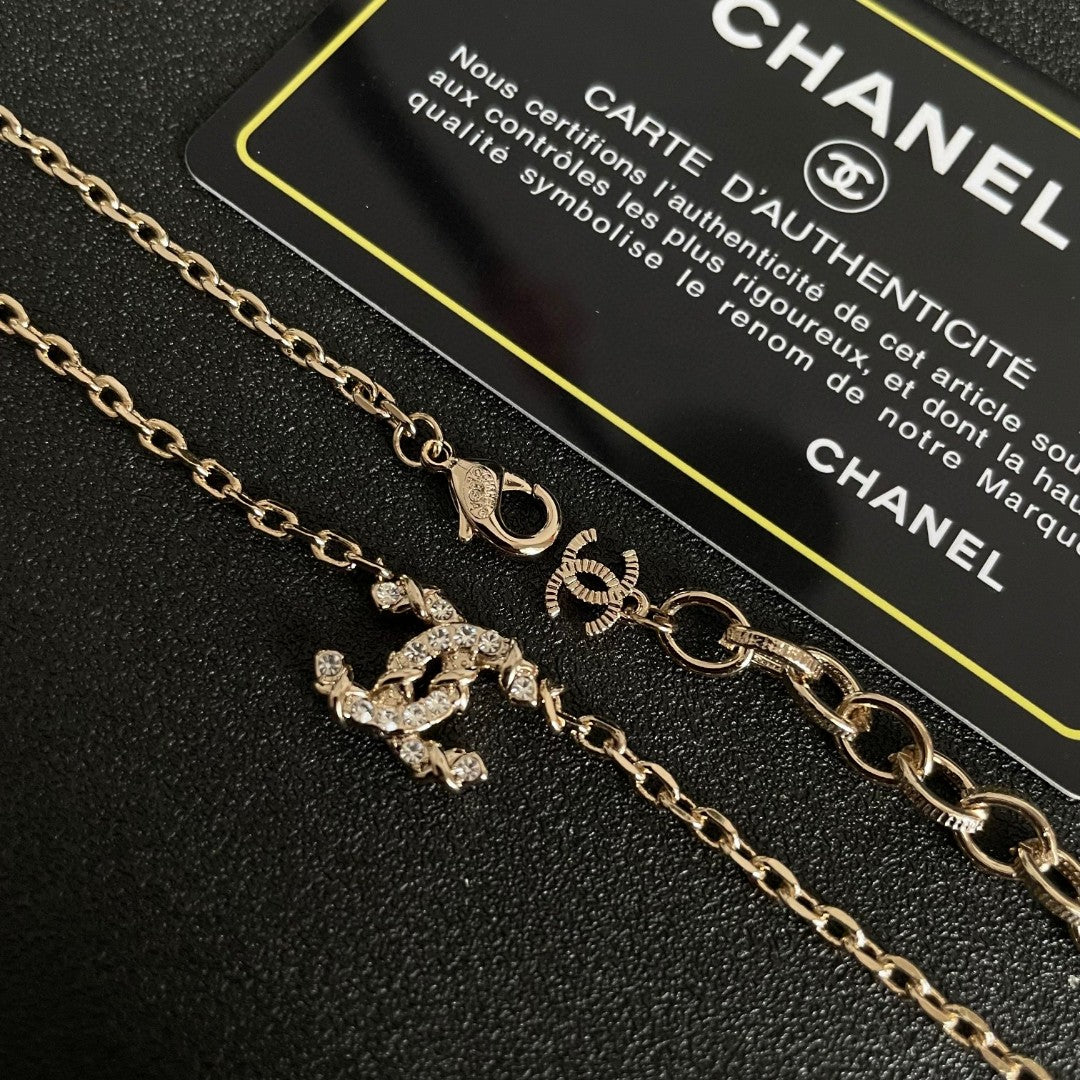 CC Vintage  Double C Gold Diamond Necklaces