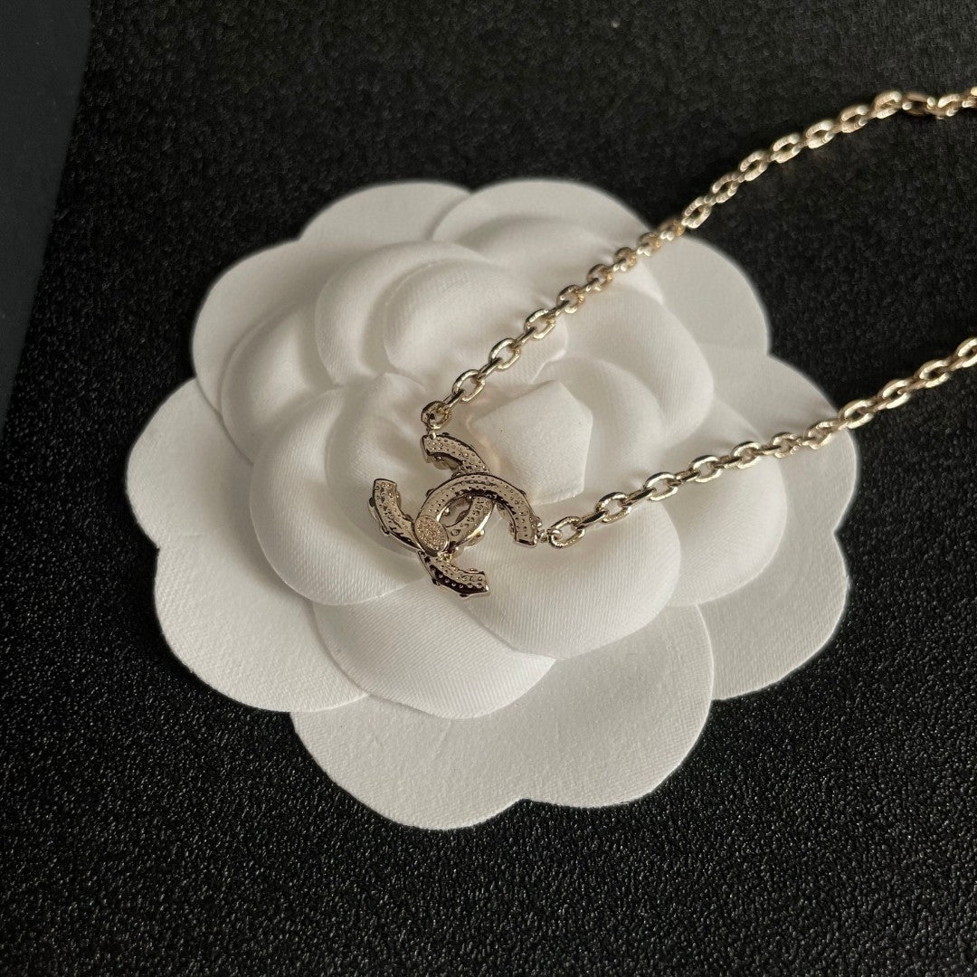 CC Vintage  Double C Gold Diamond Necklaces
