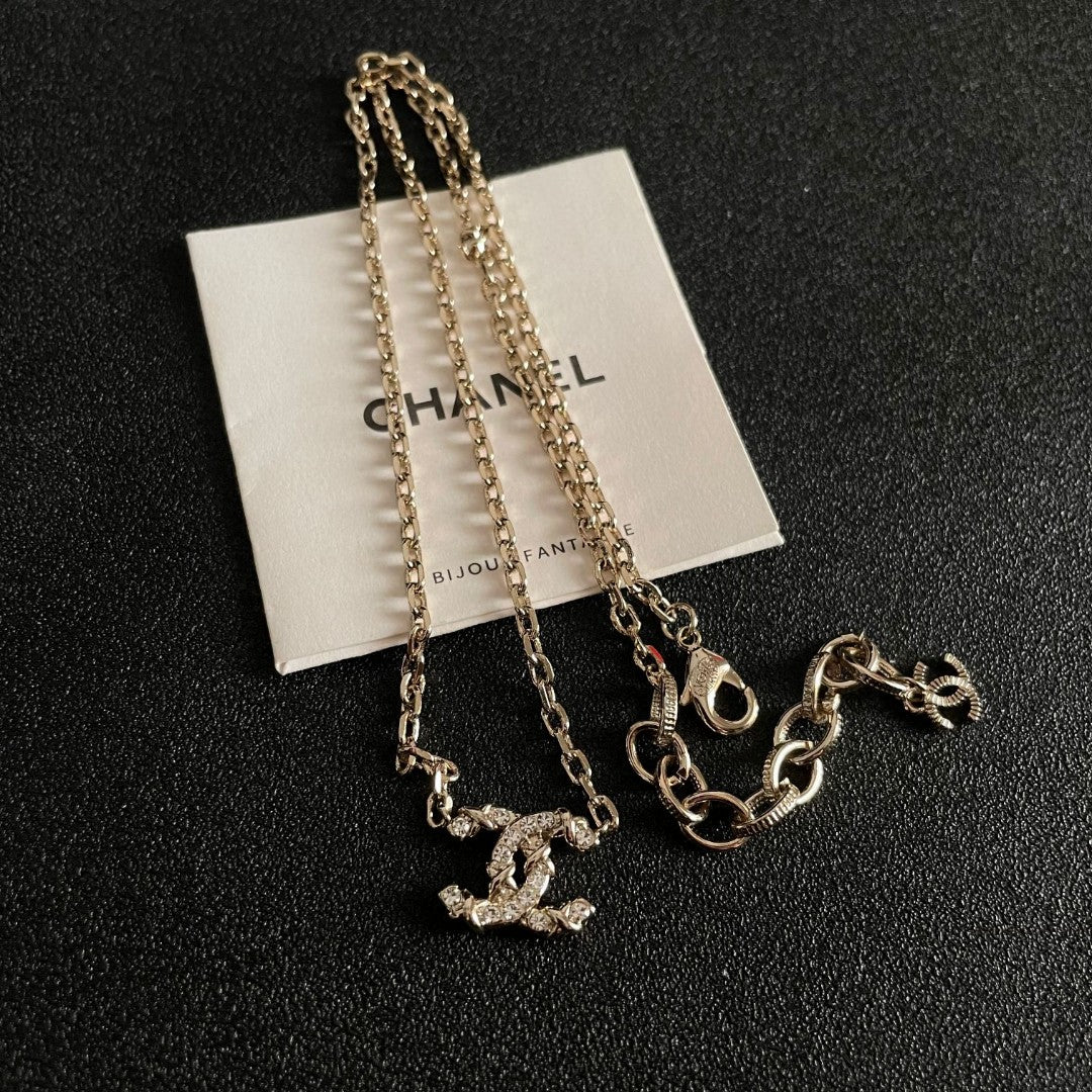 CC Vintage  Double C Gold Diamond Necklaces