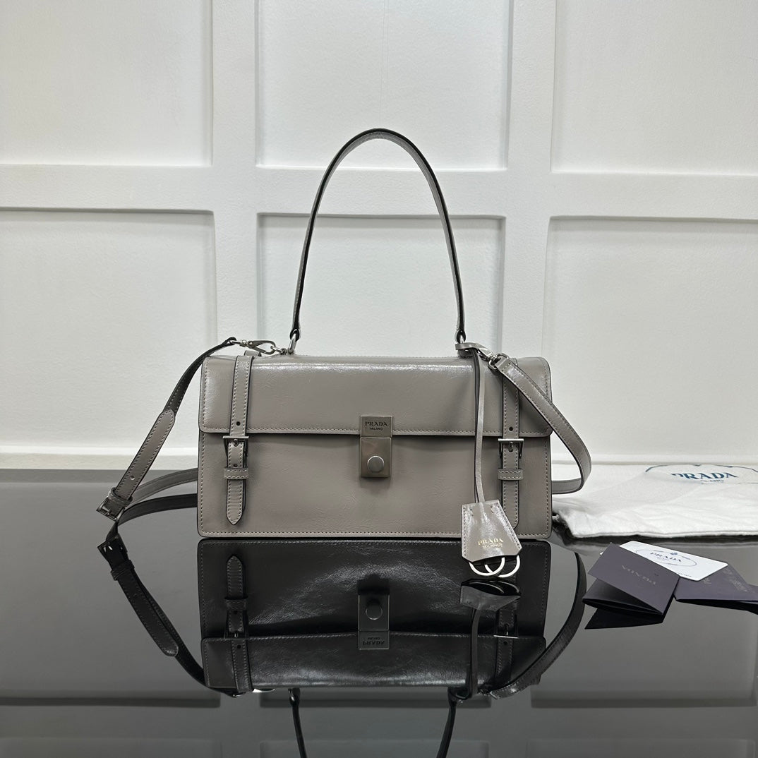 Prada 2026 Medium Shoulder Bag 32cm Patent Calfskin