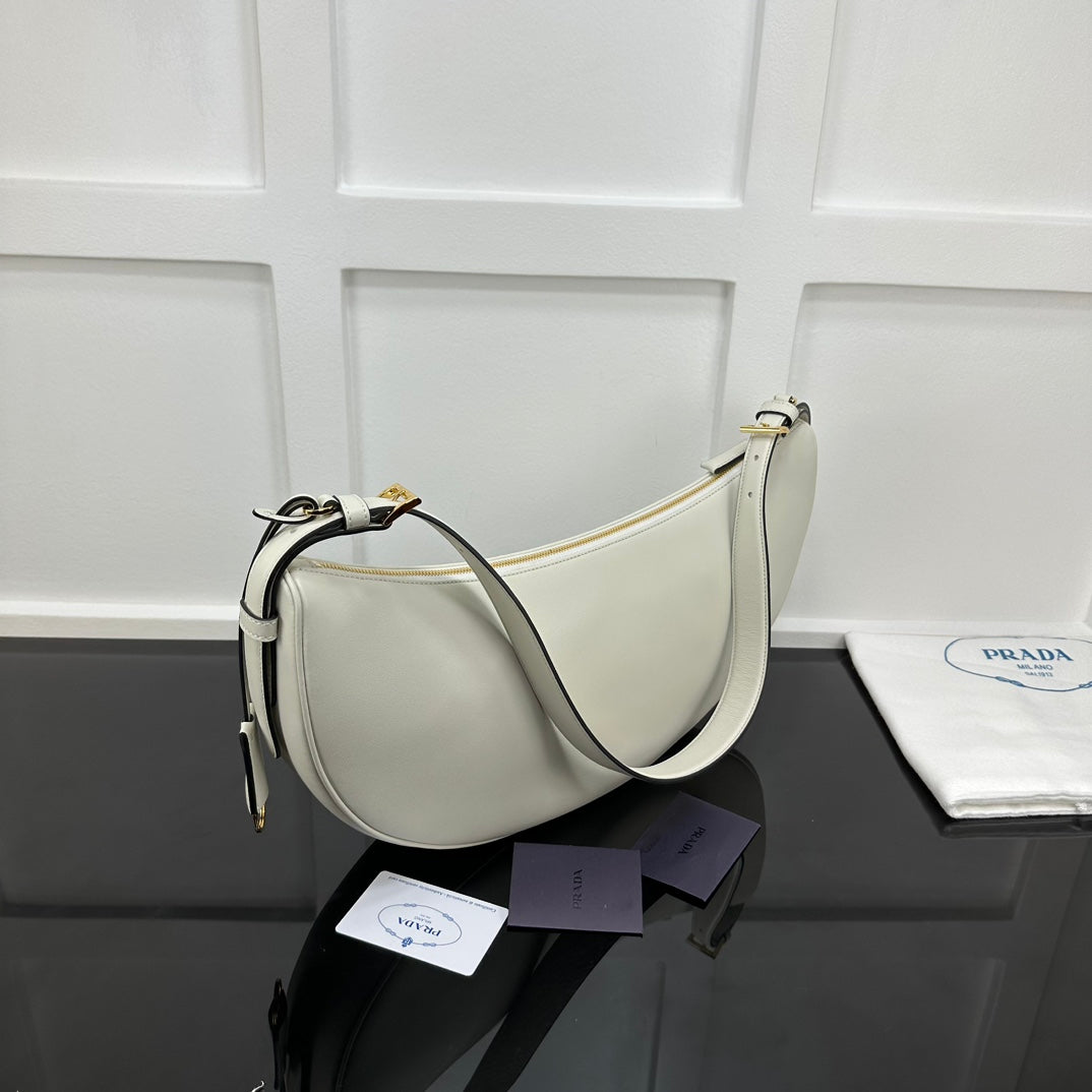 Prada 2026 Large Demi-Lune Shoulder Bag 42cm Calfskin