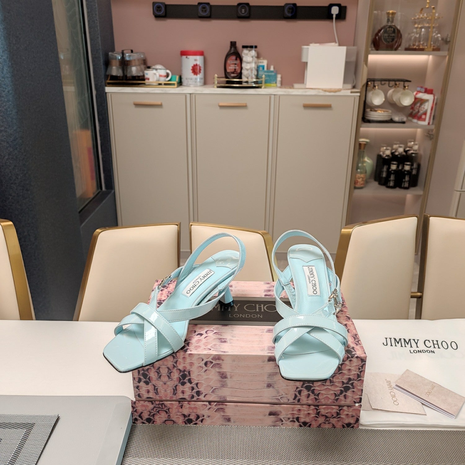 Jimmy 25 Jess Sandals Baby Blue Patent Leather 240099
