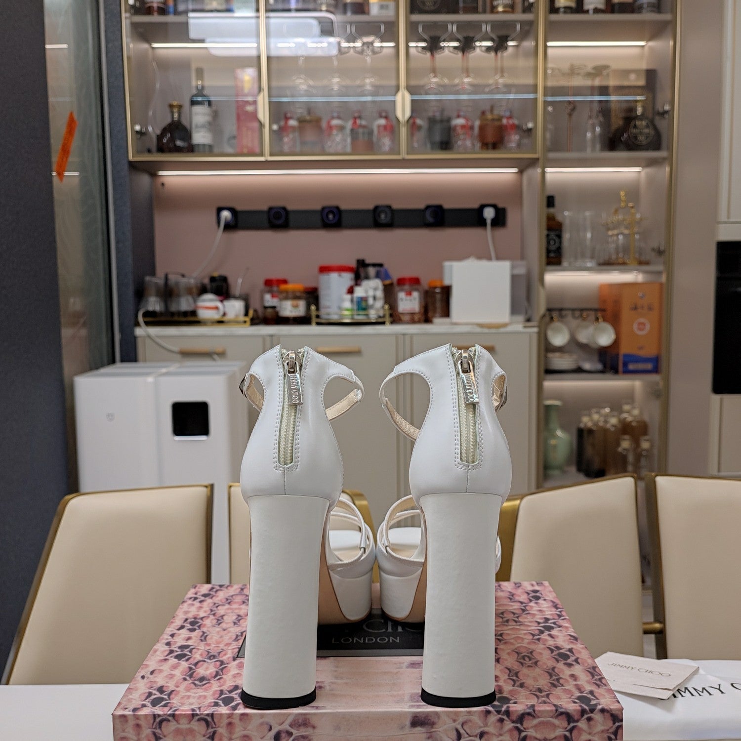 Jimmy 25 Platform Sandal Heels White Nappa Cowhide 240007