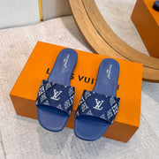 LV 26ss Slippers Dark Blue Denim Leather 671240