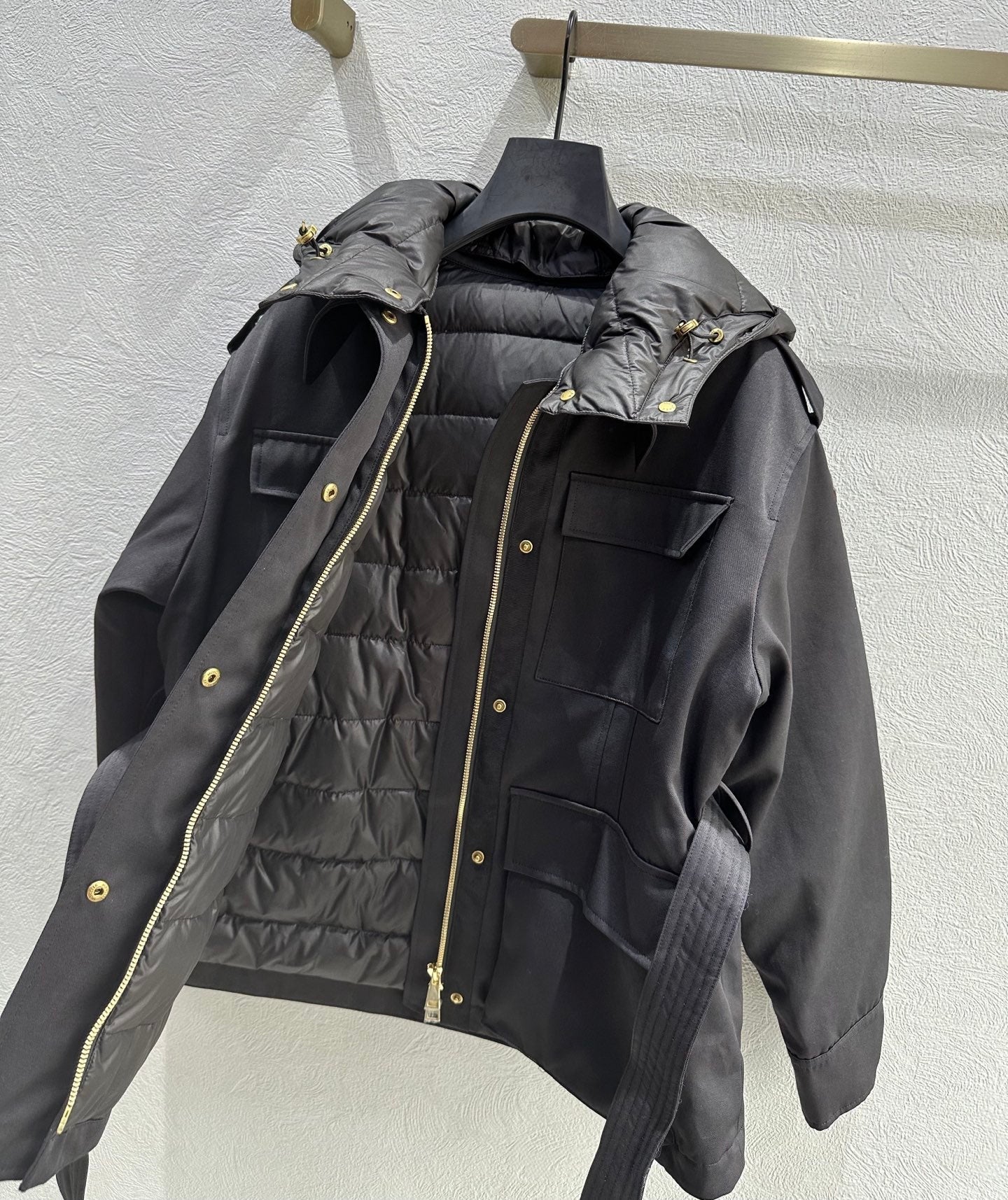 MC 2025 Essalois Hooded Down Field Jacket Black Viscose Polyester