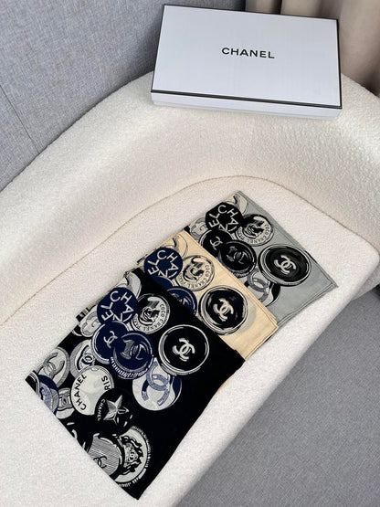CC Square Scarf 70 CM In Black Colorful Cashmere And Silk 399802