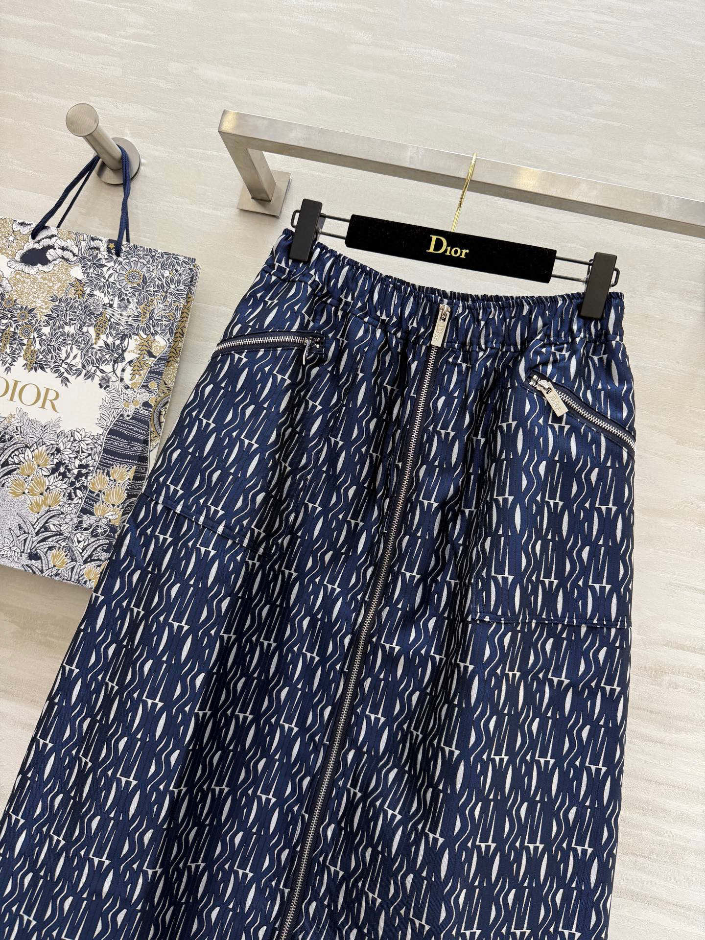 CD 25 Letter Skirt Blue Jacquard Fabric