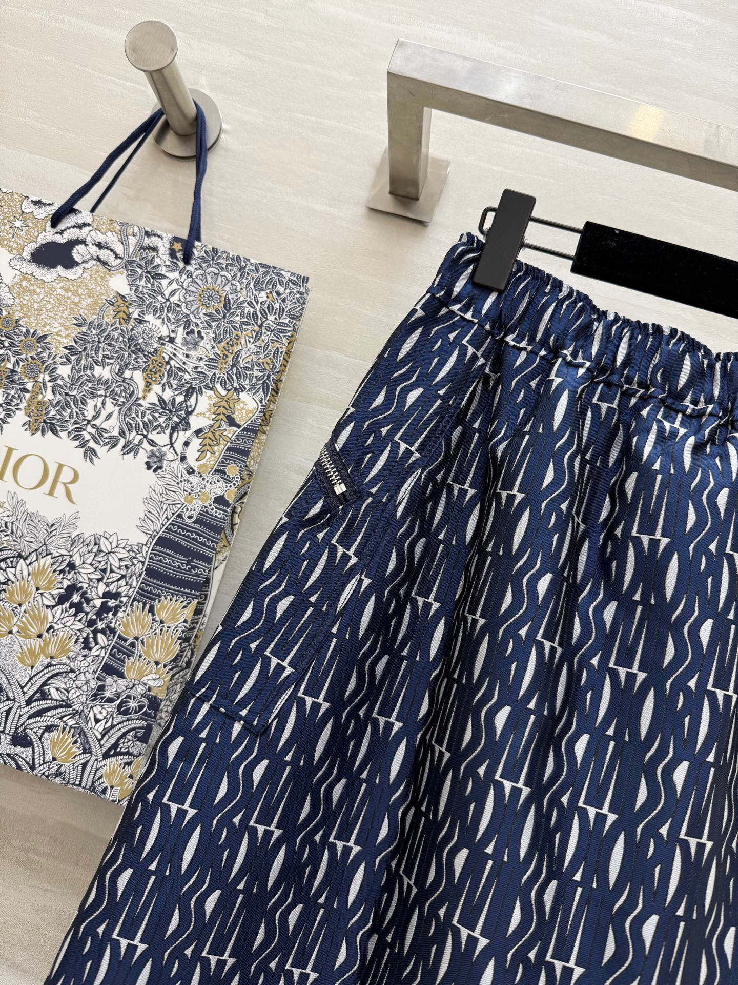 CD 25 Letter Skirt Blue Jacquard Fabric