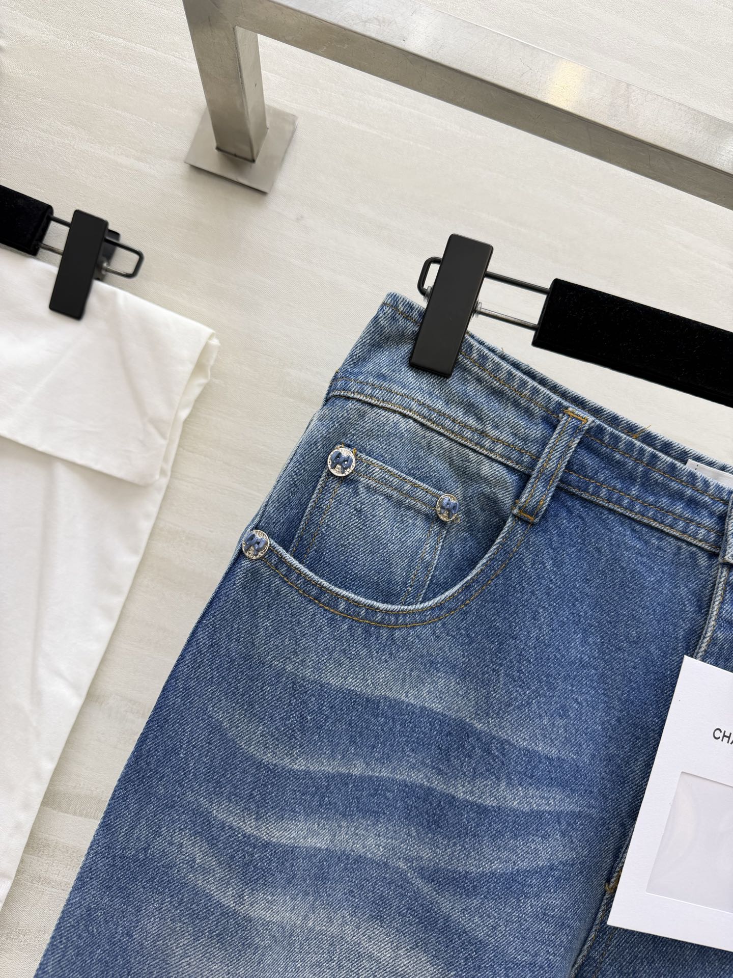 Chanel 2026 Distressed Flared Jeans Blue Cotton 367310