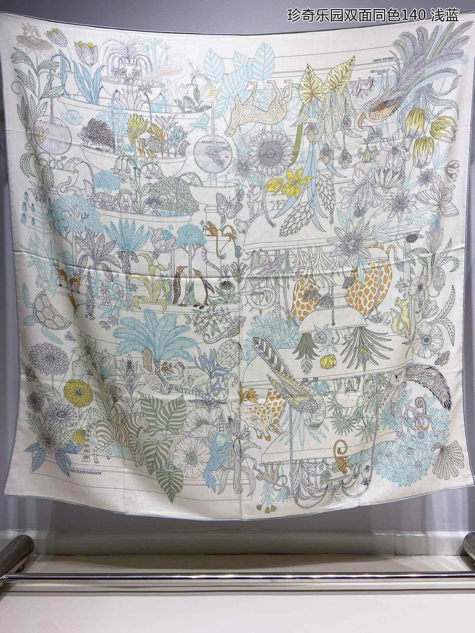 Square Scarf 140 CM White Colorful Cashmere And Silk