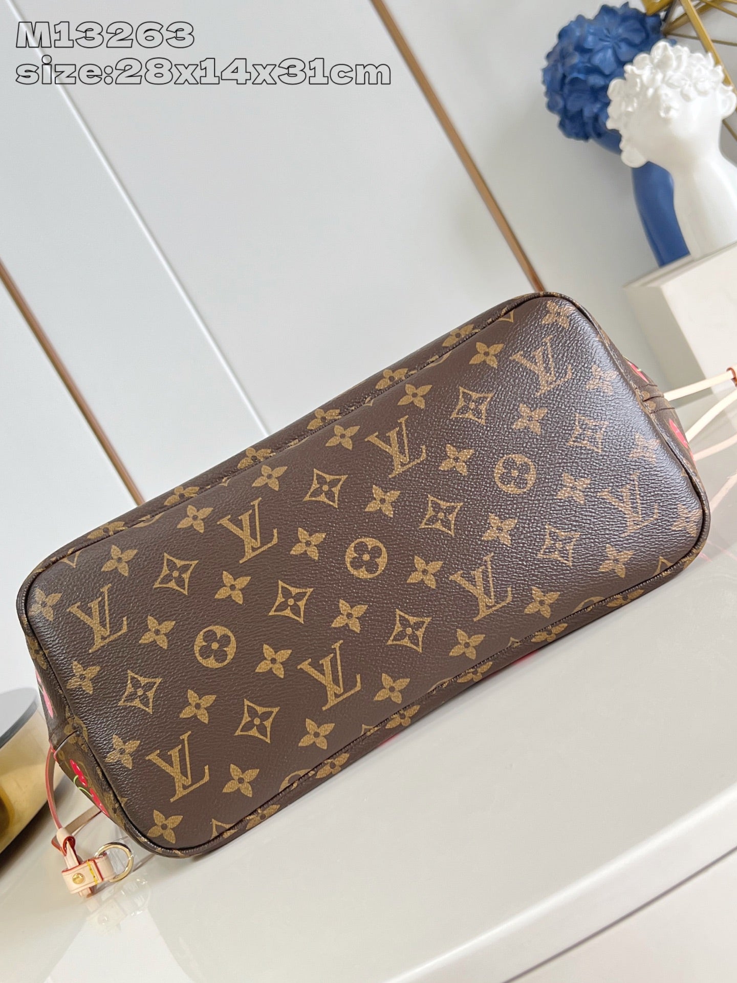 LV x TM Neverfull MM 31cm Brown Cherry Monogram Canvas