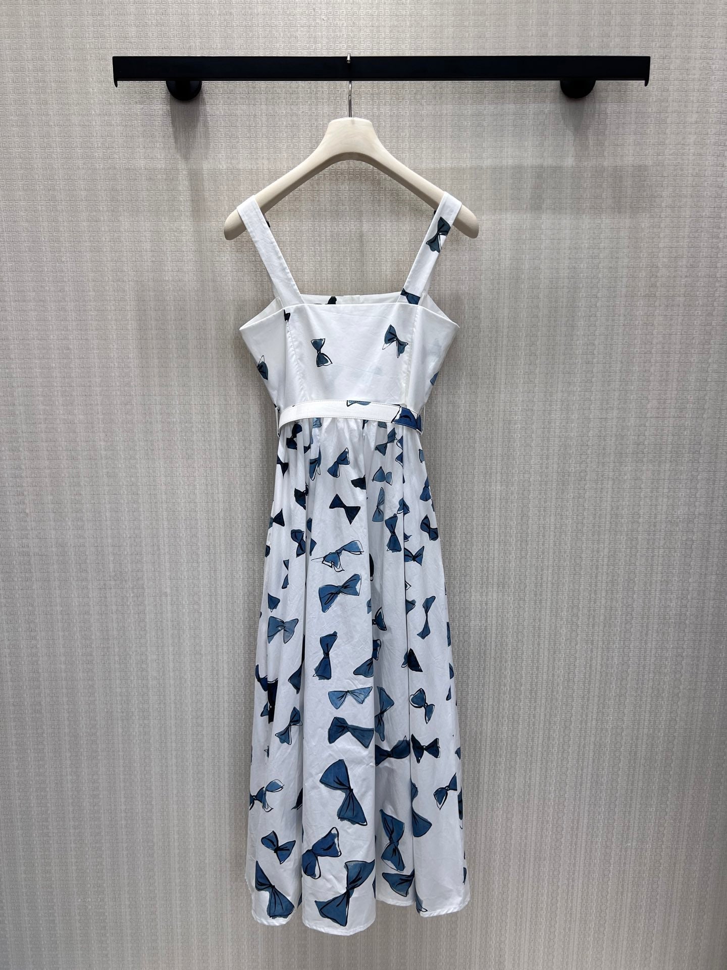Dior 2026 Spaghetti Straps Dress White Blue Cotton 400591