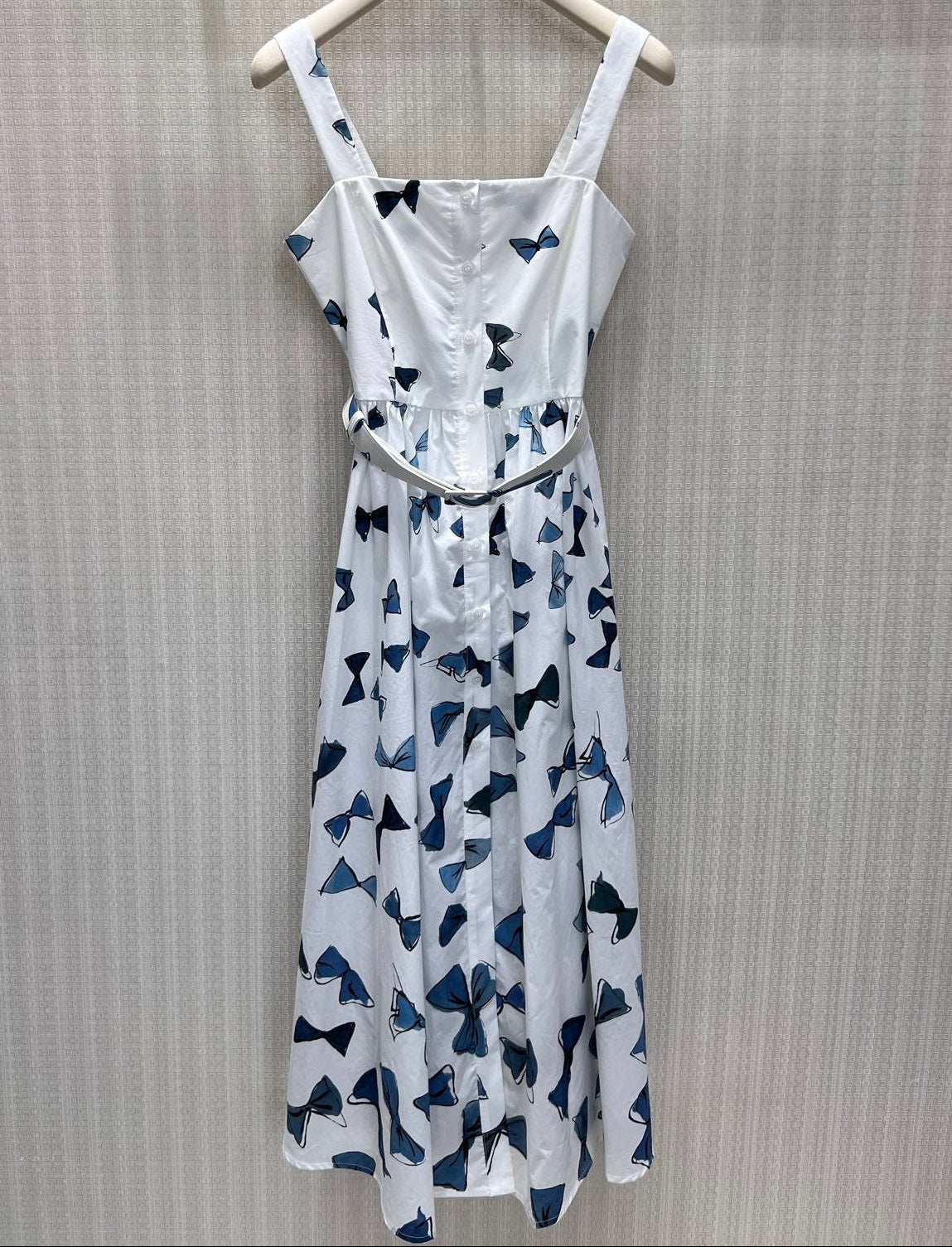 Dior 2026 Spaghetti Straps Dress White Blue Cotton 400591