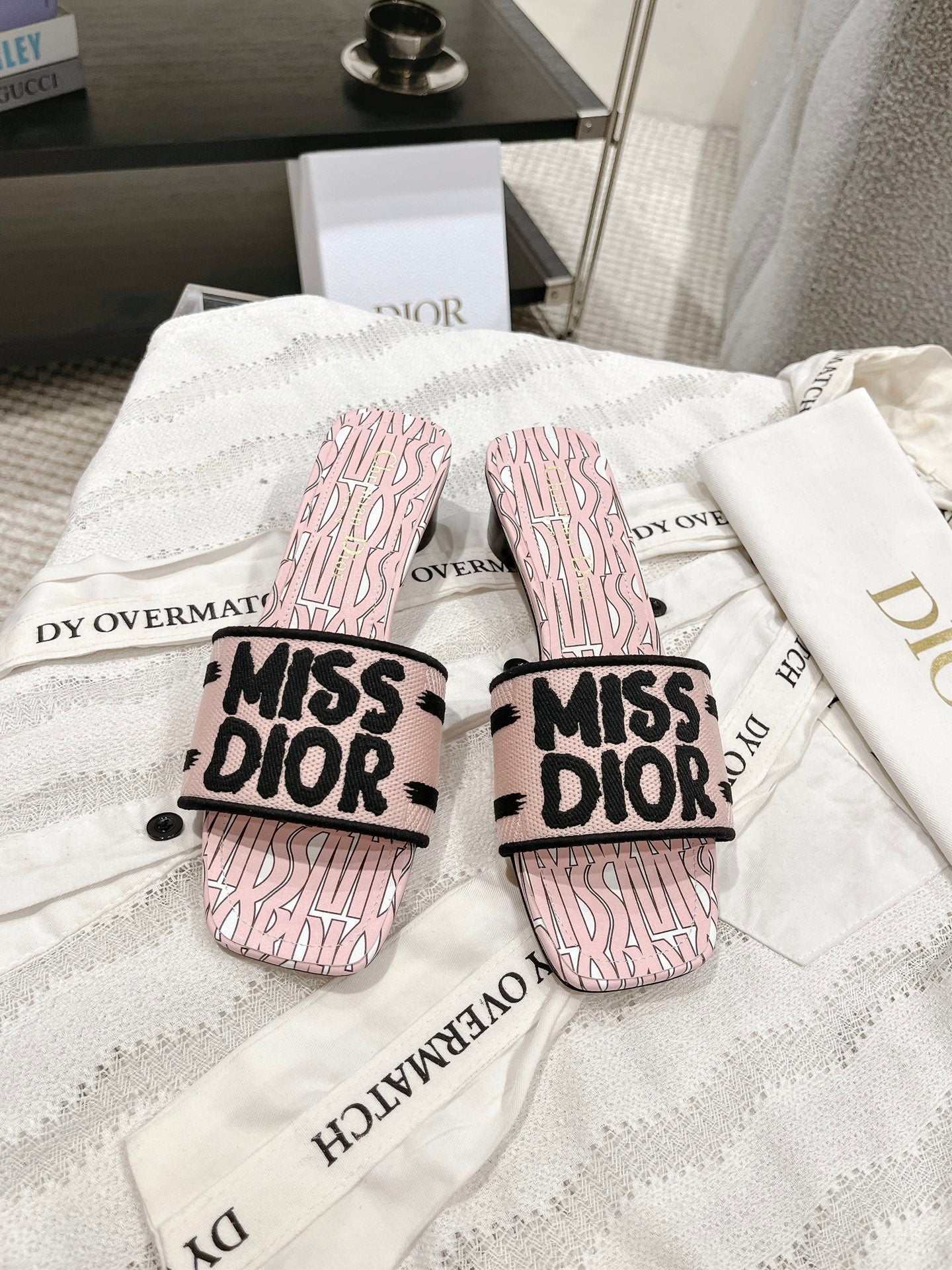 CD 25 Mid Heel Mules Cotton Fabric 241433