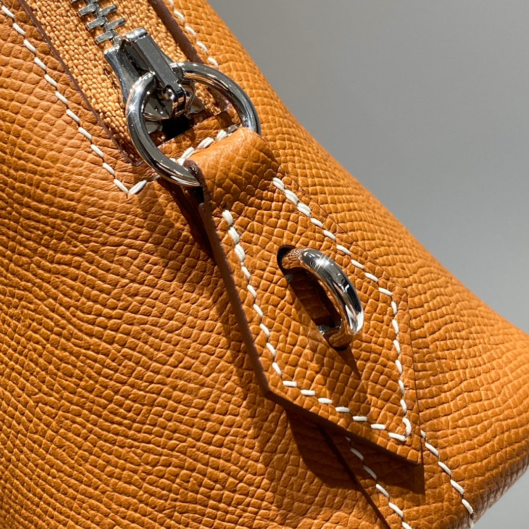 HM Bolide 25 Ginger Epsom Leather Silver Hardware 237397