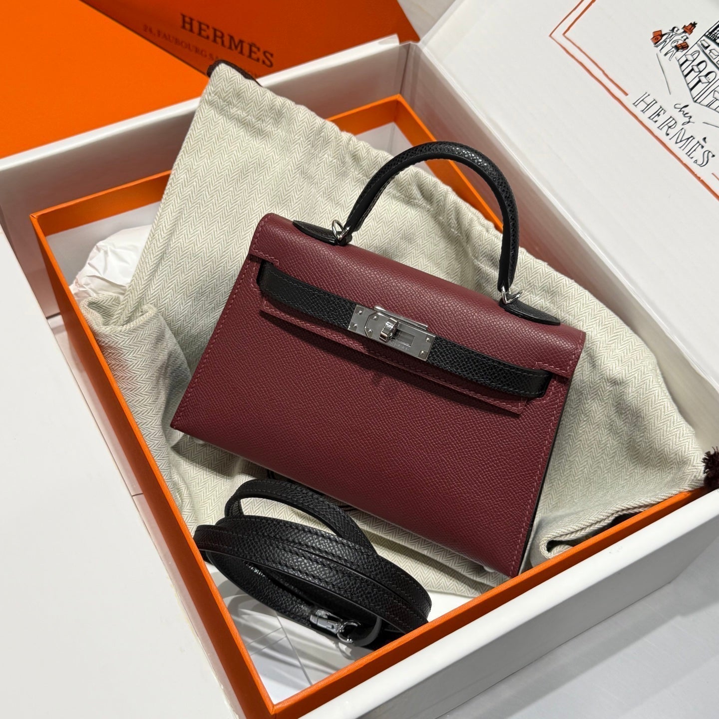 HM Mini Kelly 19 Burgundy Epsom 243135