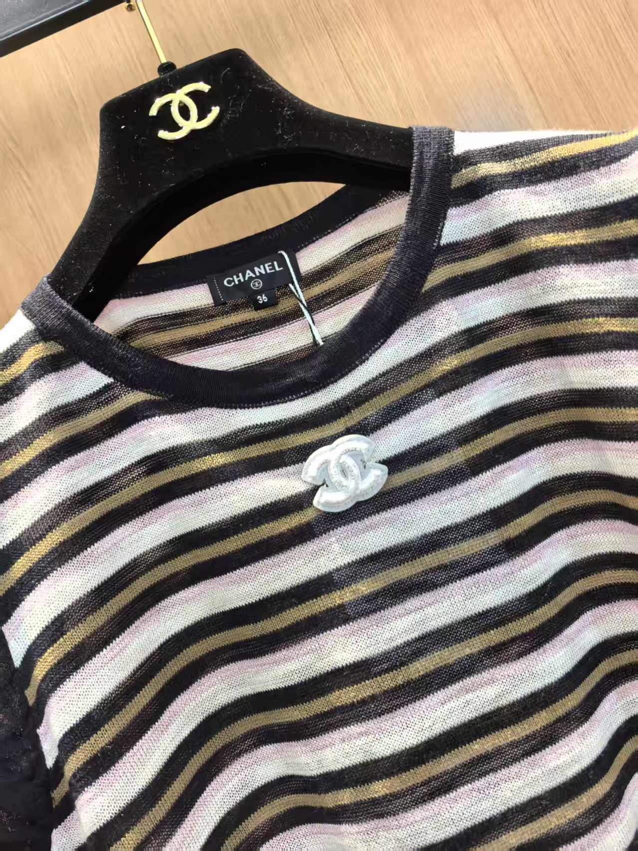Chanel 2026 Striped Sleeveless Knit Vest Acrylic 387901