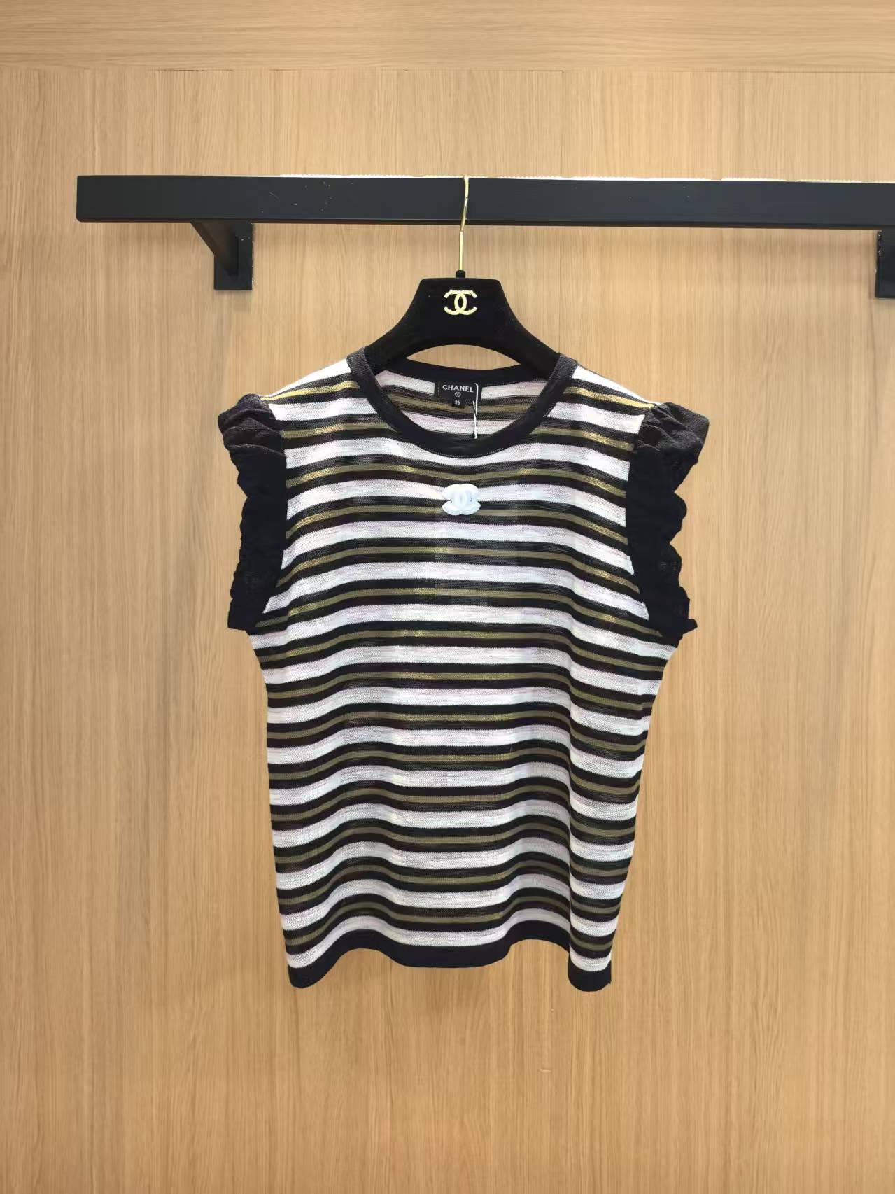 Chanel 2026 Striped Sleeveless Knit Vest Acrylic 387901