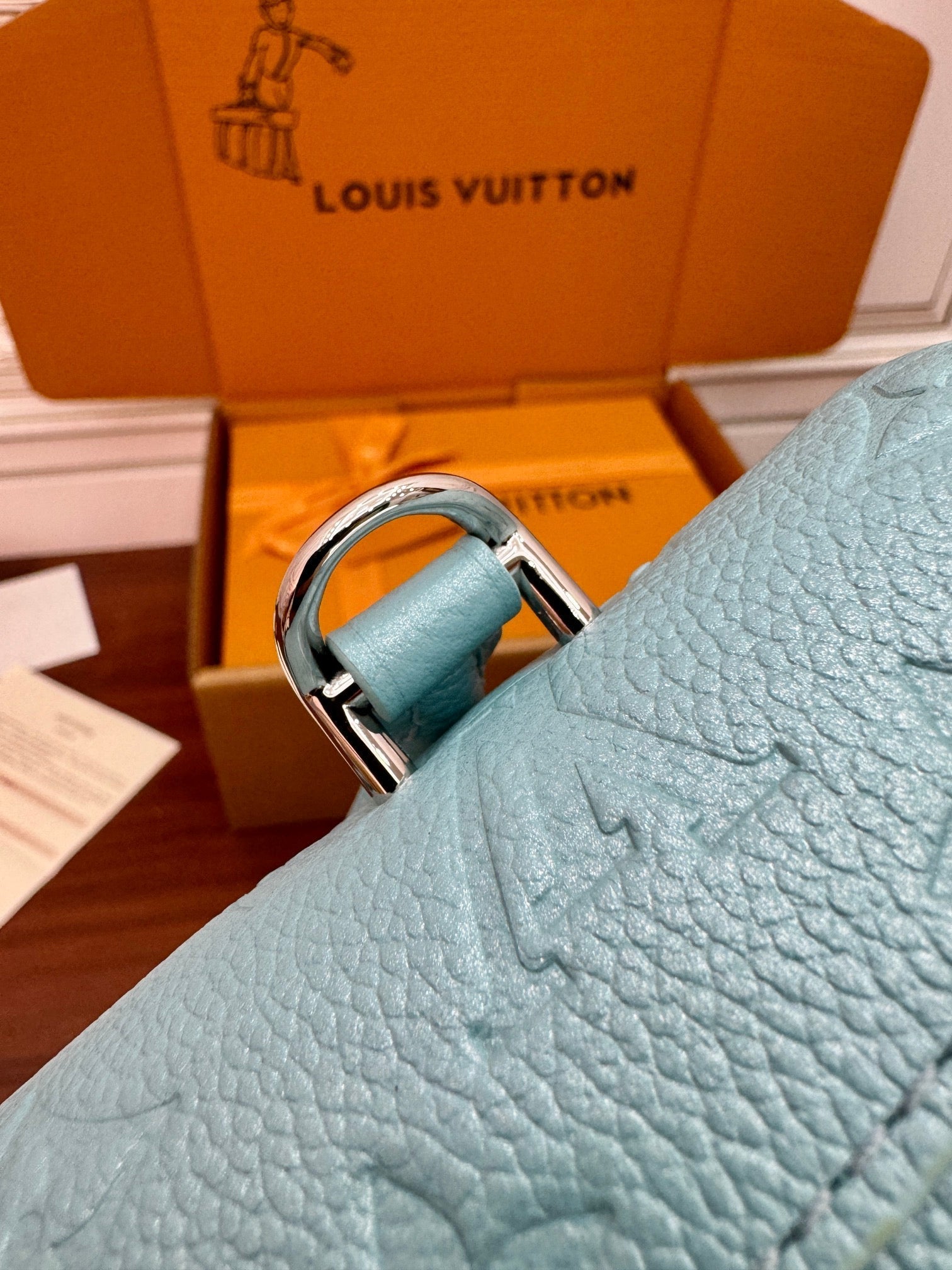 Nano Madeleine 21cm Azur Frost Grained Cowhide Leather