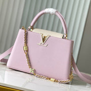 capucines mm 31.5 pink taurillon leather gold hardware