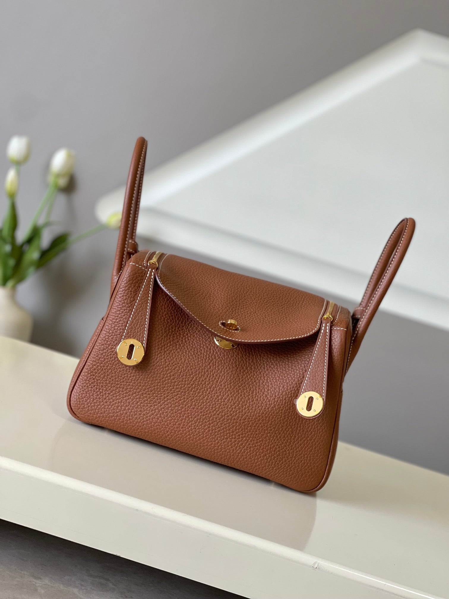 HM Mini Lindy 26cm Gold Clemence Leather