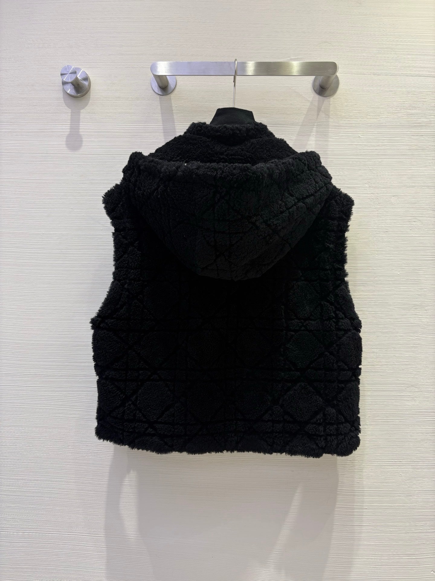 CD 25 Hooded Vest Leather And Fur Ivory White