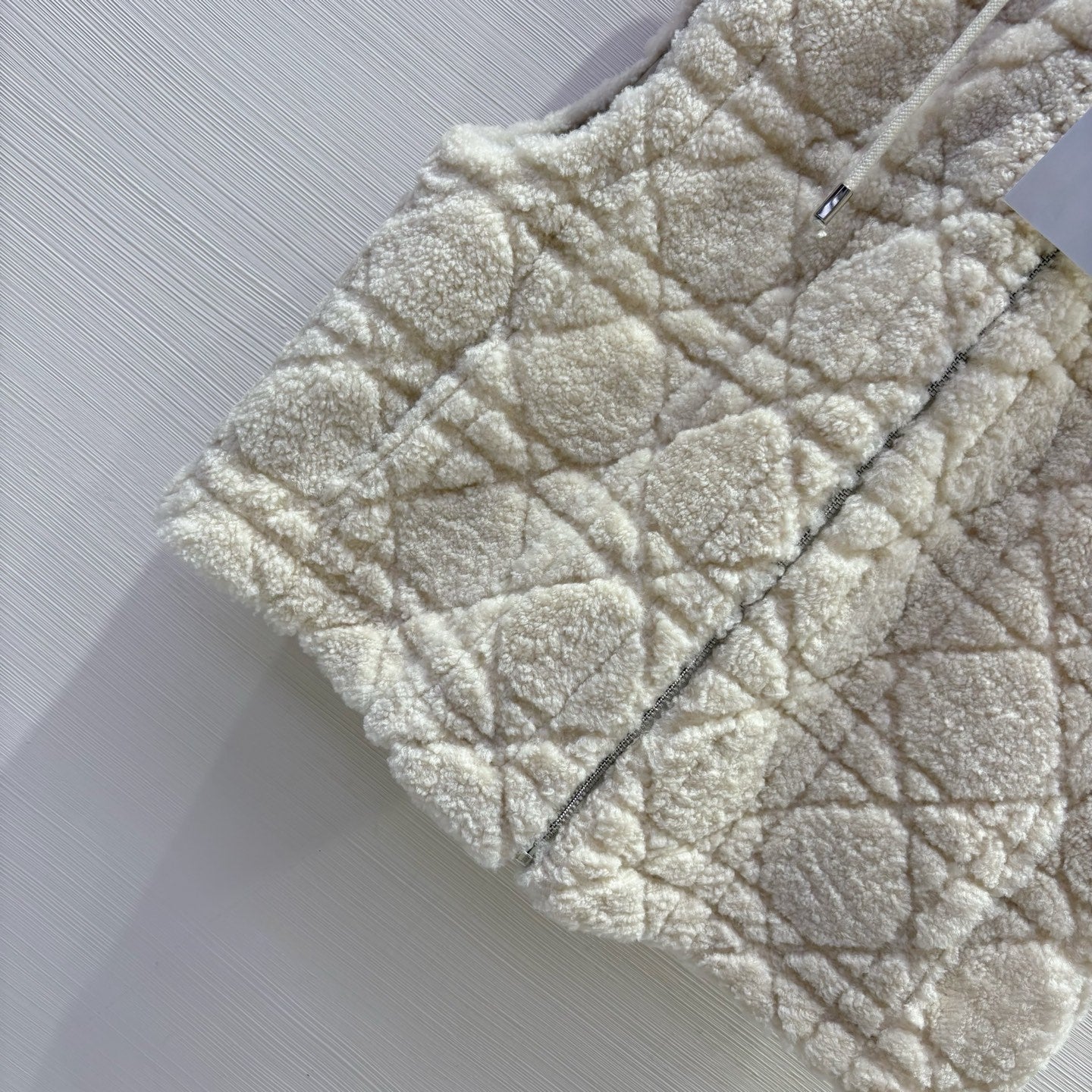 CD 25 Hooded Vest Leather And Fur Ivory White