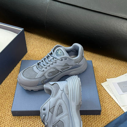 CD And Stone Island B30 Sneaker Blue Grey Cowhide And Polyester Mesh Fabric