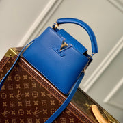 CAPUCINES MINI 21 COBALT BLUE TAURILLON GOLD HARDWARE