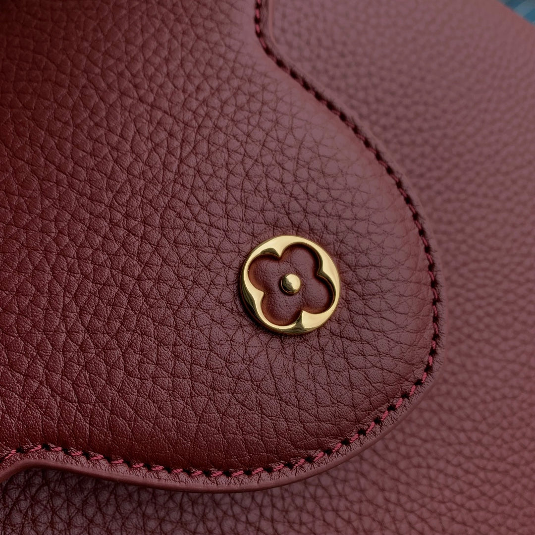CAPUCINES MINI 21 BURGUNDY TAURILLON GOLD HARDWARE