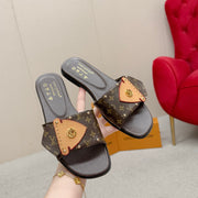 LV 26ss Slippers Brown Monogram Sheepskin 671275