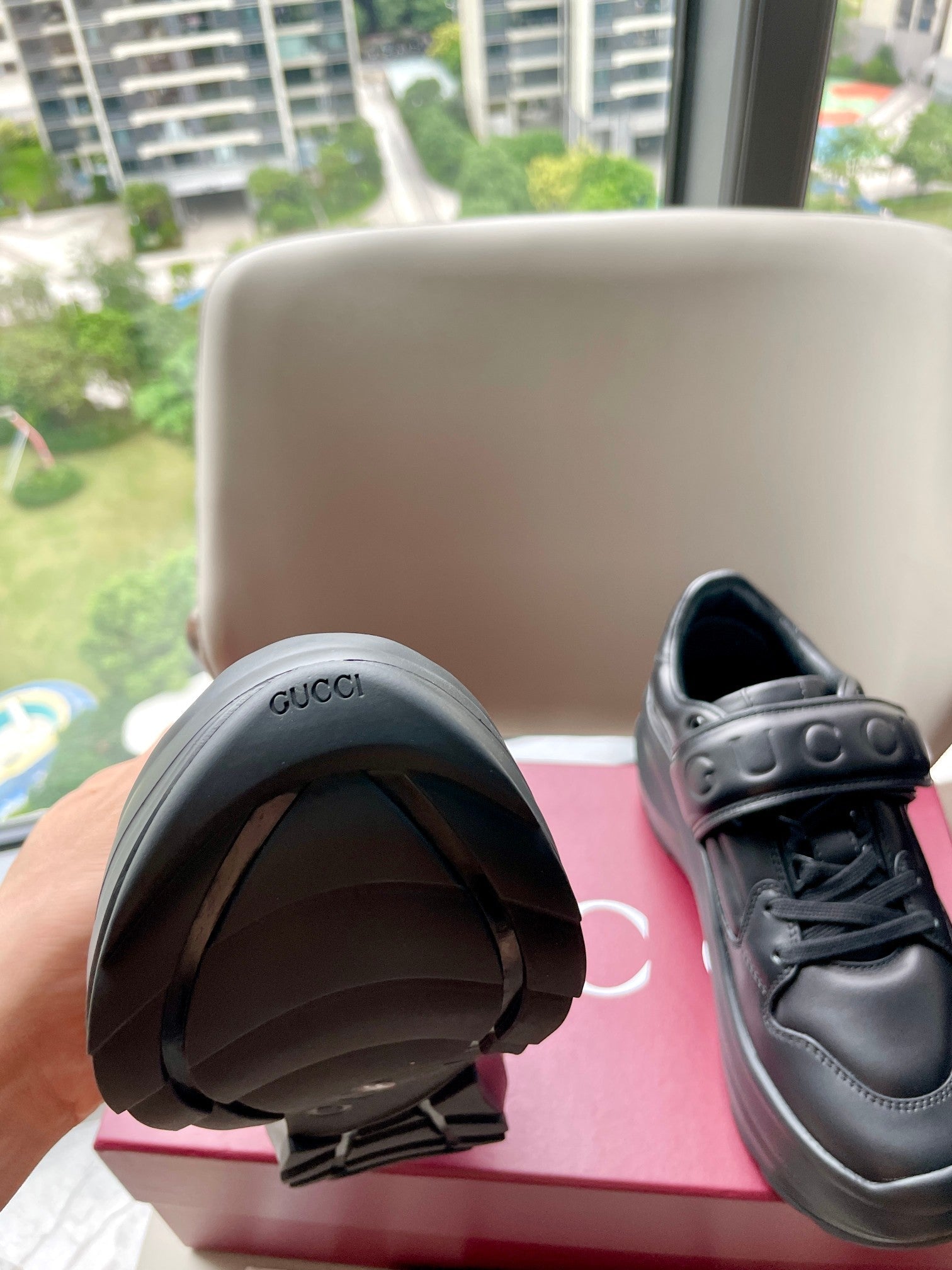 GG 26 Platform Sneaker Black Sheepskin 632853