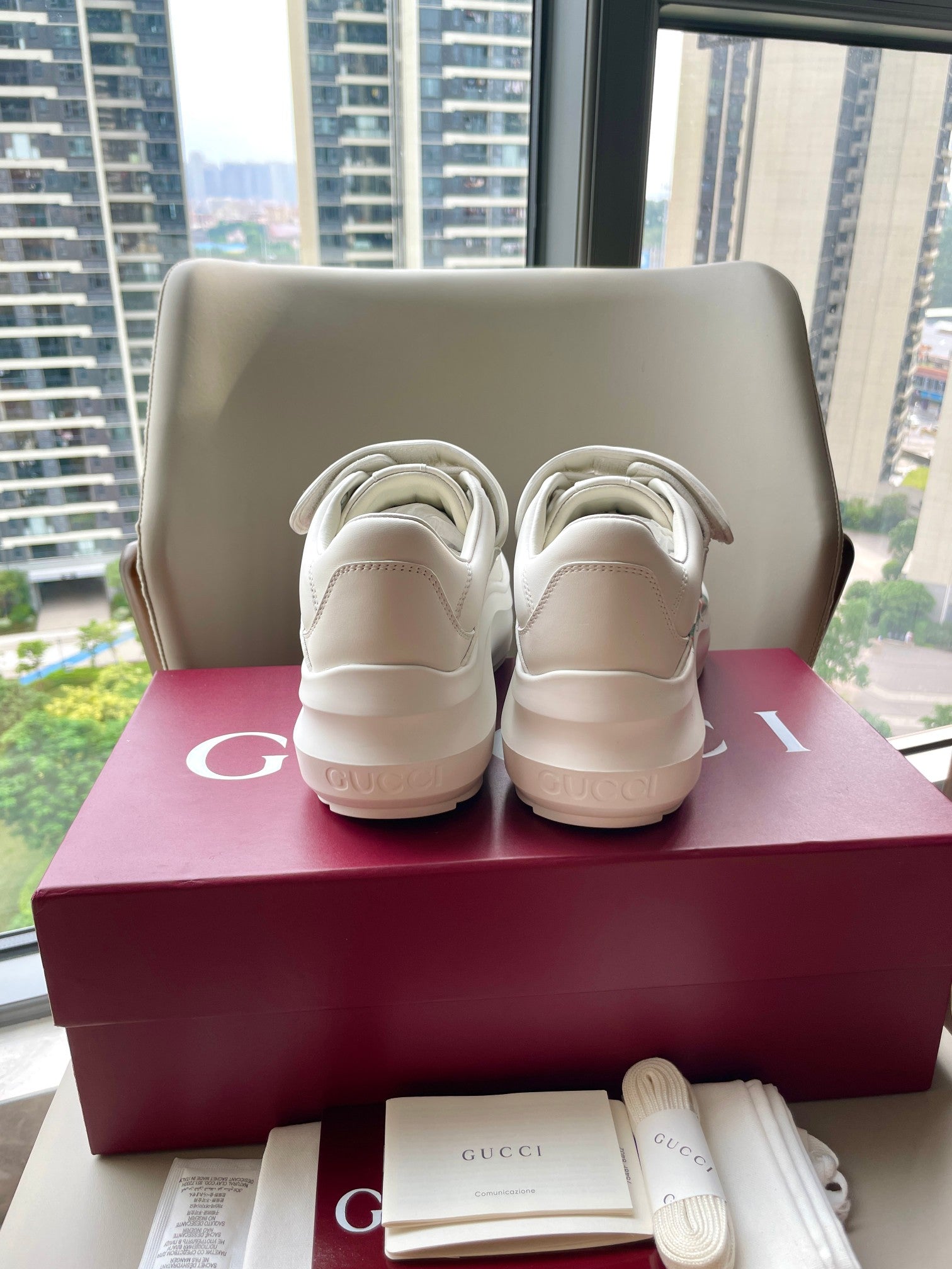 GG 26 Platform Sneaker White Sheepskin 632854