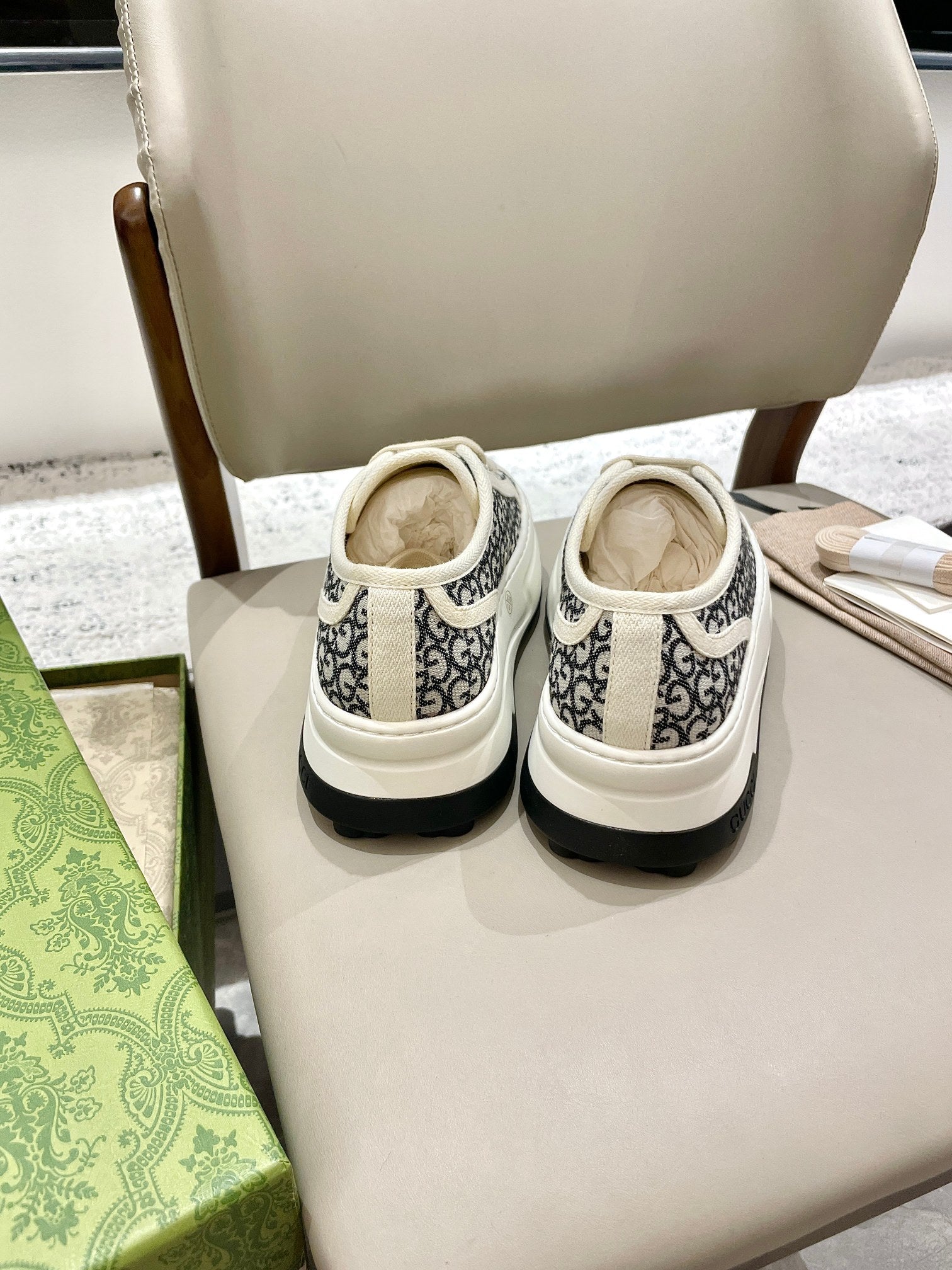 GG 26 Platform Sneaker Black White Monogram Canvas 632836