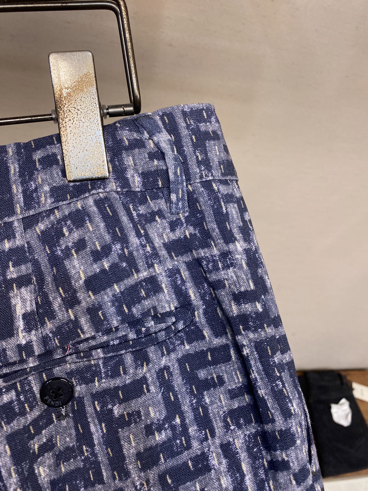 Fendi 2026 Men's Shorts Monogram Blue Fabric 801991