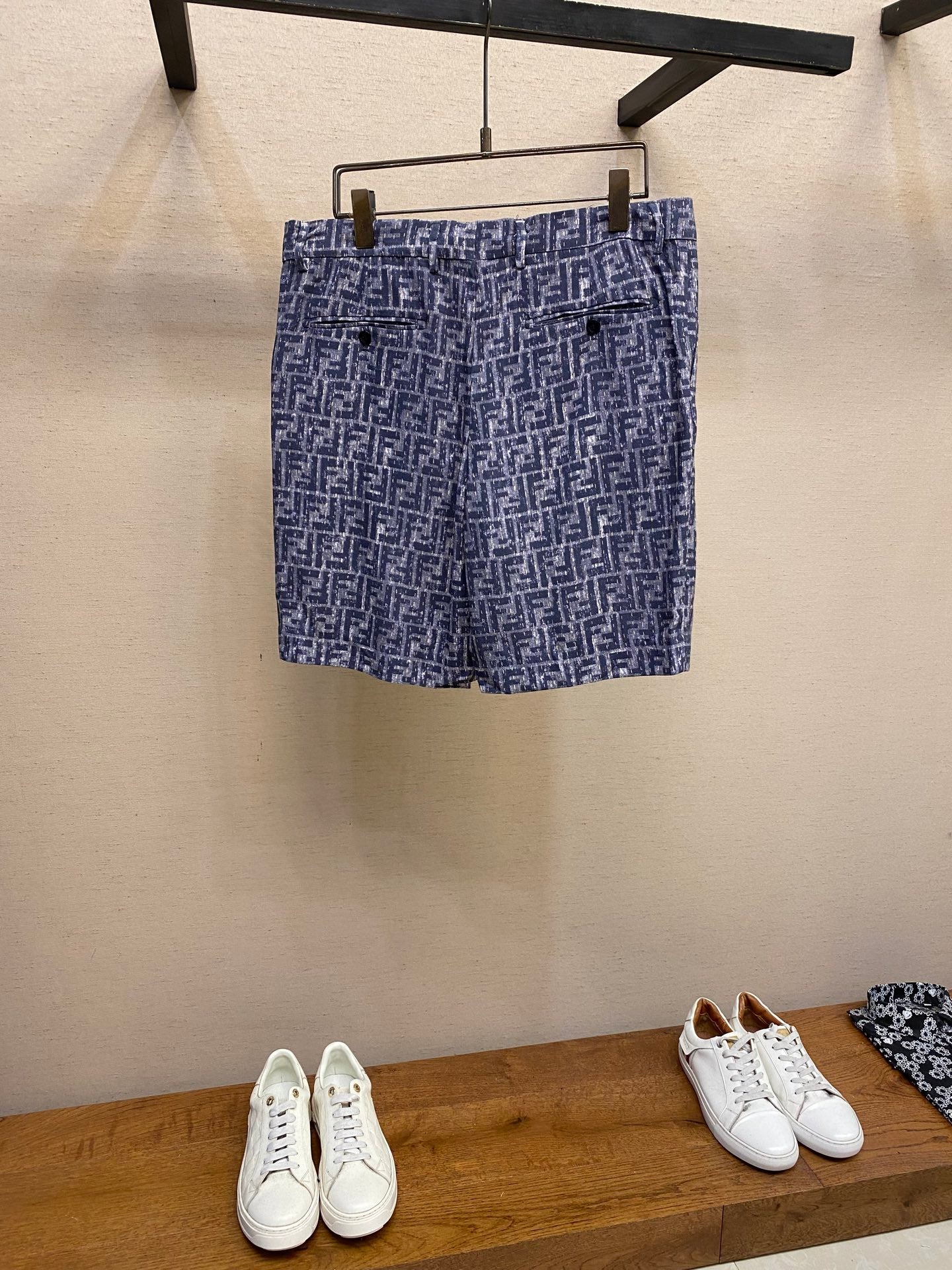Fendi 2026 Men's Shorts Monogram Blue Fabric 801991
