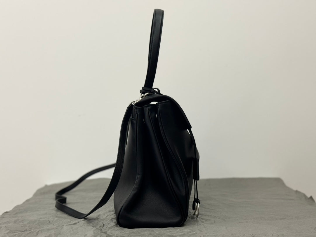 Balenciaga Large Rodeo Bag 40 Black Calfskin Sliver Hardware