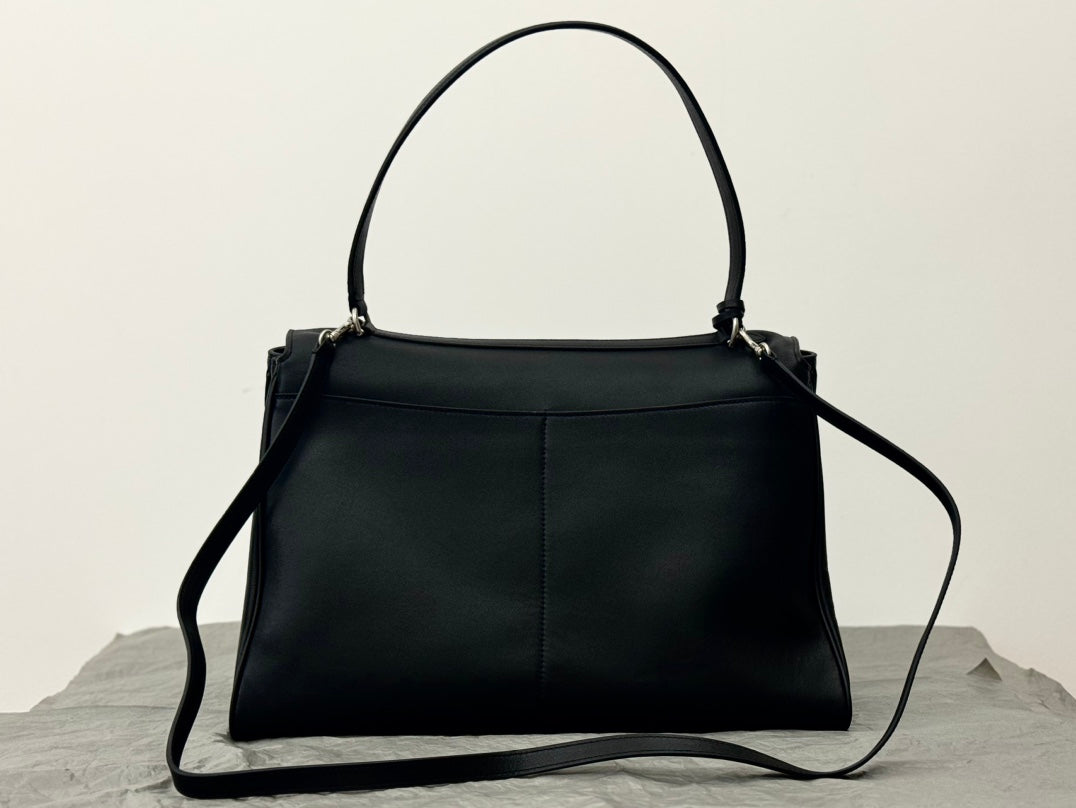 Balenciaga Large Rodeo Bag 40 Black Calfskin Sliver Hardware