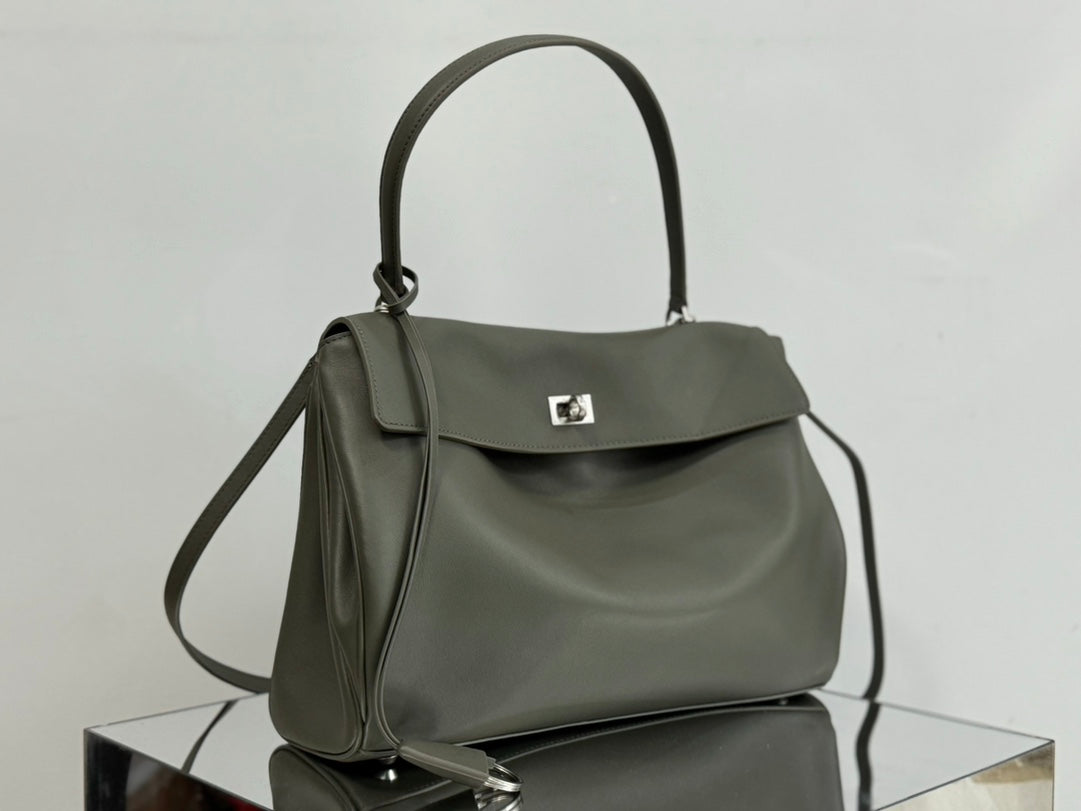 Balenciaga Medium Rodeo Bag 35 Olive Green Caflskin Sliver Hardware