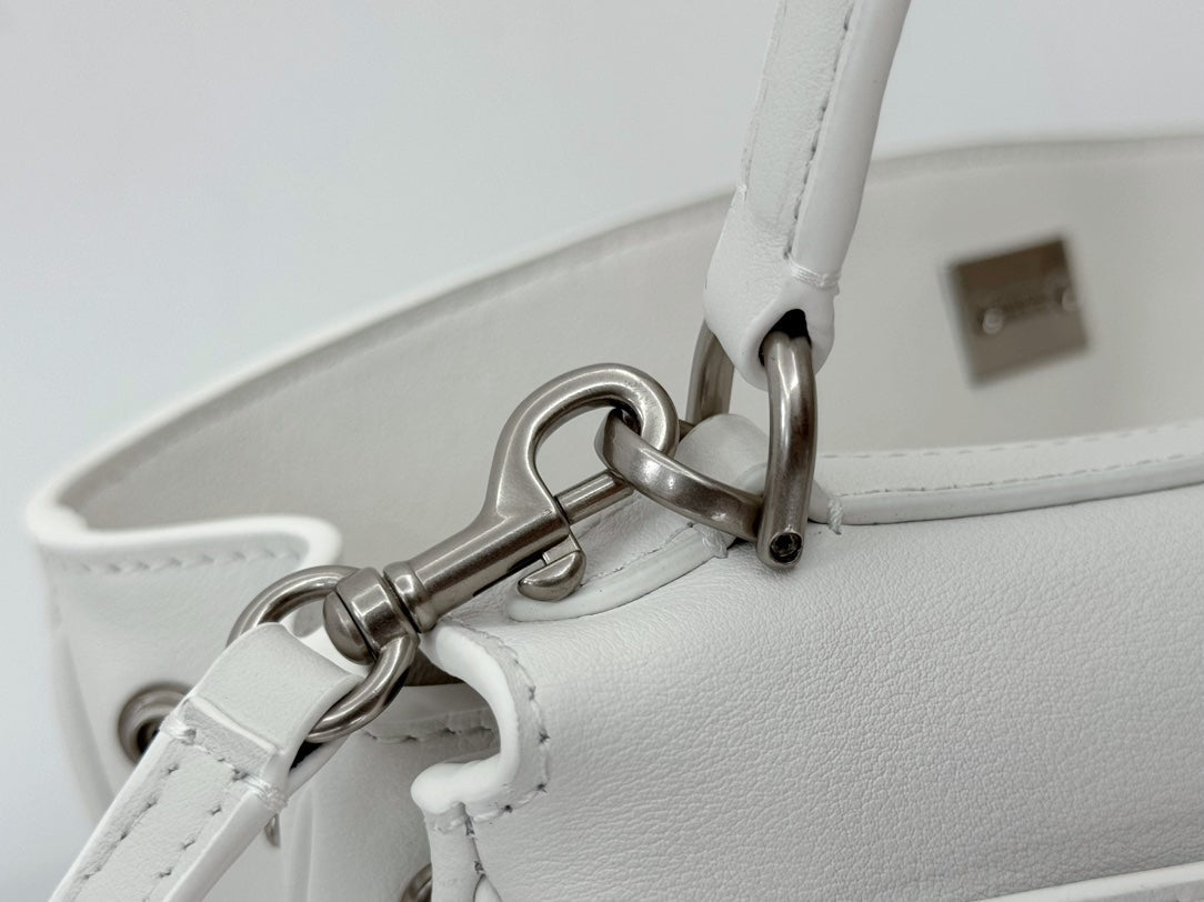 Balenciaga Medium Bag 35 White Calfskin Sliver Hardware