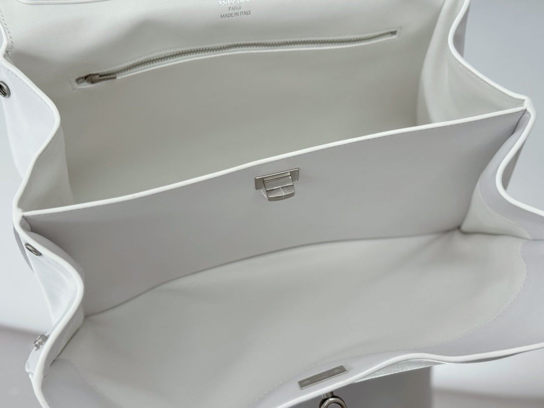 Balenciaga Medium Bag 35 White Calfskin Sliver Hardware